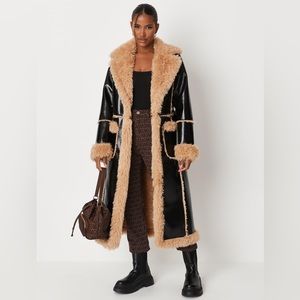 Asos design hero longline aviator coat in black Clearance